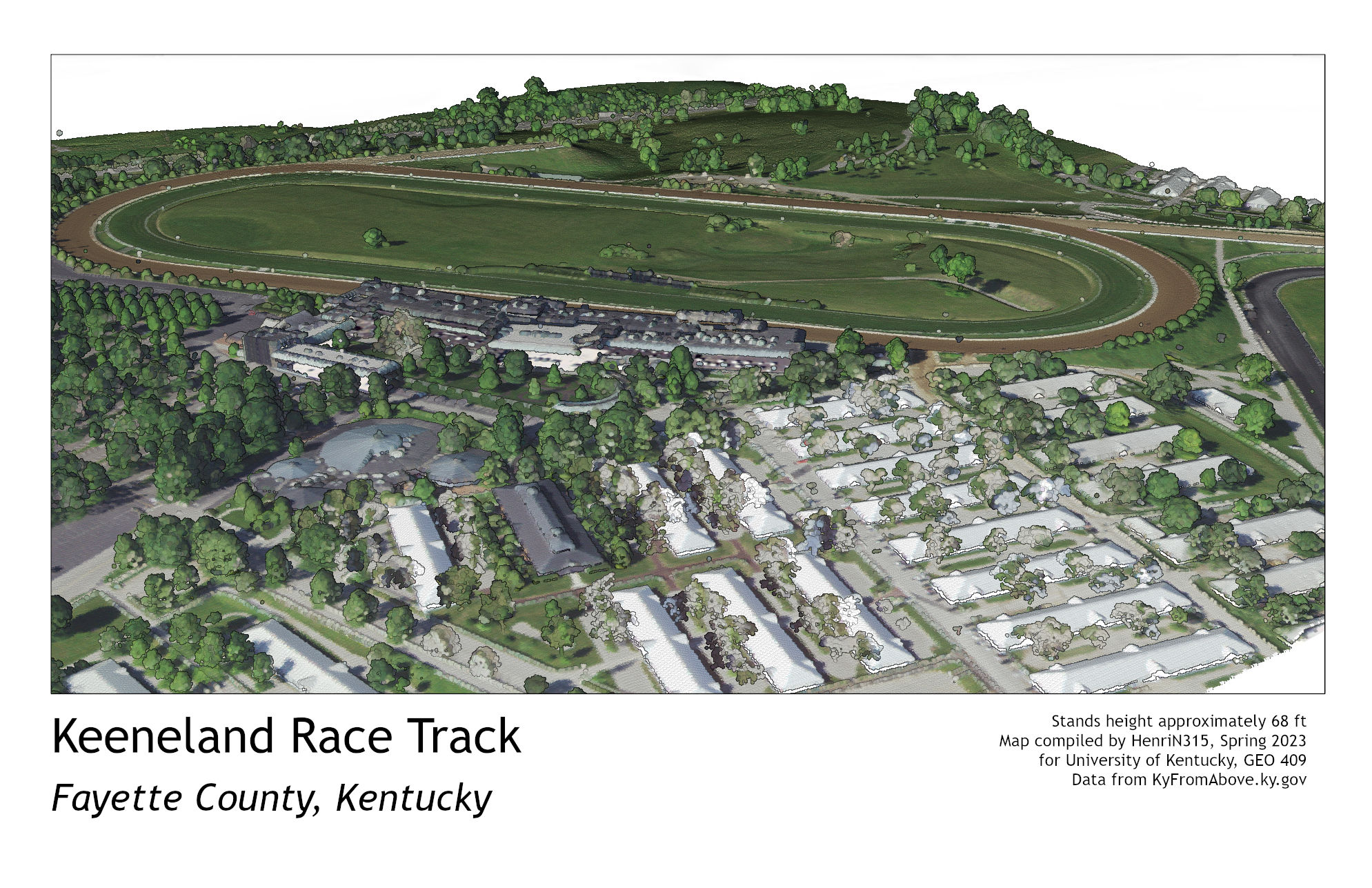 A map of Keeneland Race Track
